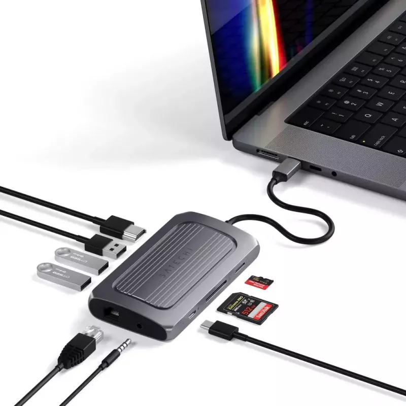 Stacja dokująca do laptopa Satechi ST-U4MA3M USB Type-C szara 100W Power Delivery