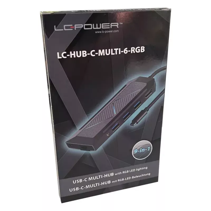 USB Hub LC-Power LC-HUB-C-MULTI-6-RGB Type-C 5000 Mbit/s Czarny