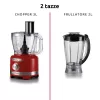 Ariete 1782 Gourmet Pro Moderna, Robot kuchenny, Wielofunkcyjny młynek 3 l, Blender 2 l, 2 prędkości + Pulse, Komplet ostrzy + tarcza ze stali nierdzewnej, Przystawka do wyciskania soku, Czerwony