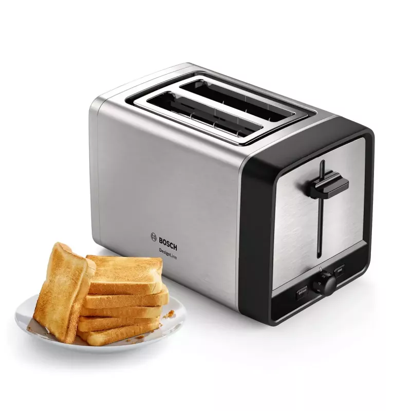 Toster Bosch TAT5P420, 2 kromki, 970 W, czarny, stal nierdzewna