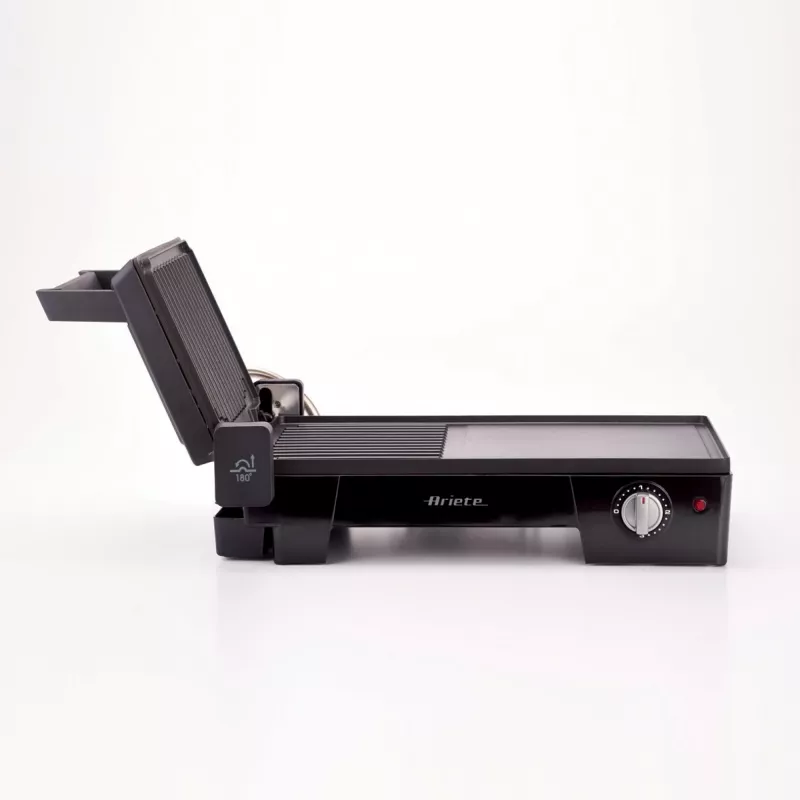 Ariete 1916 Multi Grill 3 w 1 - Grill elektryczny, Barbecue, płyta gładka i żebrowana - otwarcie 180° - Regulowany termostat - 2400 W - Czarny