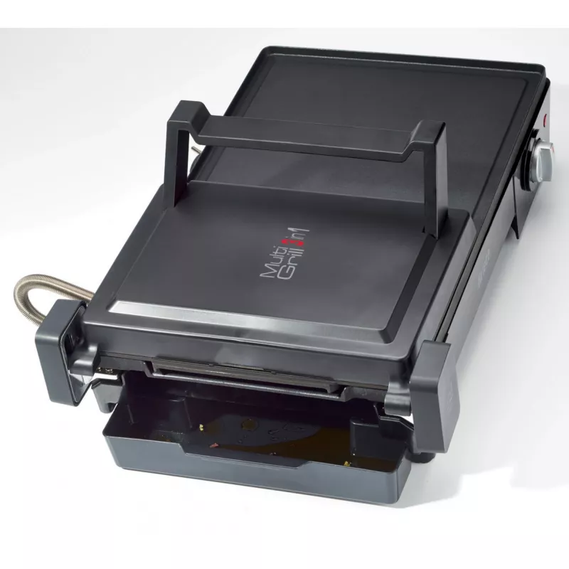 Ariete 1916 Multi Grill 3 w 1 - Grill elektryczny, Barbecue, płyta gładka i żebrowana - otwarcie 180° - Regulowany termostat - 2400 W - Czarny