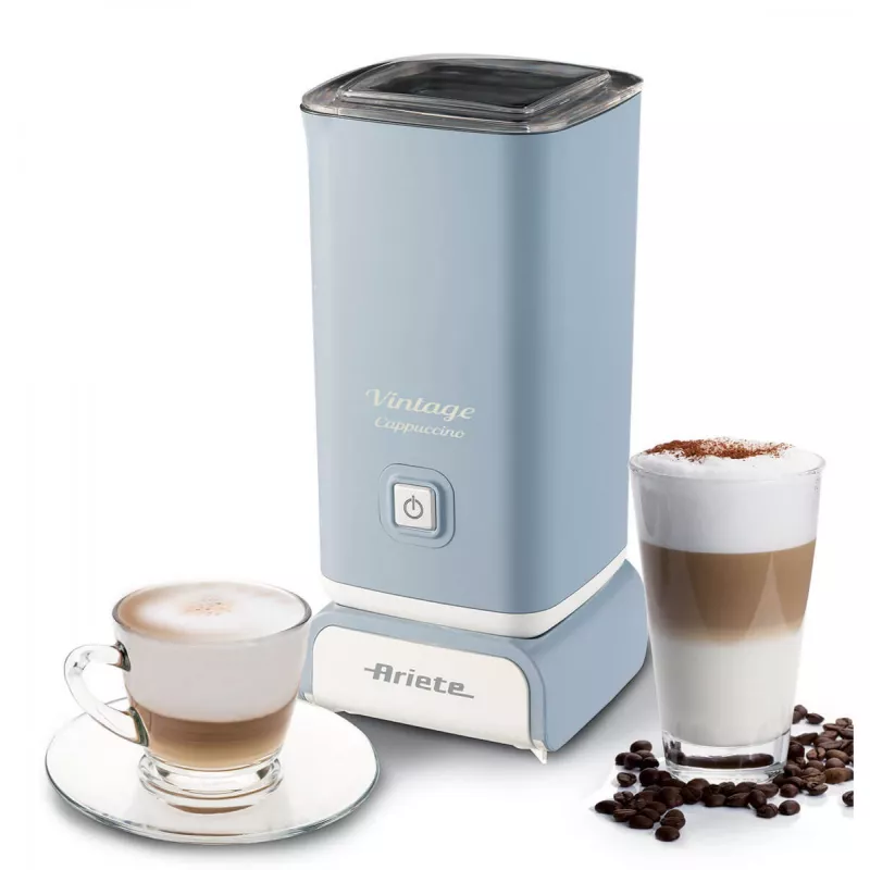 Ariete 2878 Vintage Spieniacz do Mleka do Cappuccino, Herbaty, Gorącej i Zimnej Czekolady, Napojów Błyskawicznych, 500 W, Kolor Pastelowy Błękitny