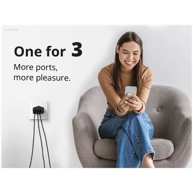 Conceptronic 3-Port 67W GaN USB PD Charger with USB-C Charging kabel, USB-C x 2, USB-A x 1, QC 3.0, PPS