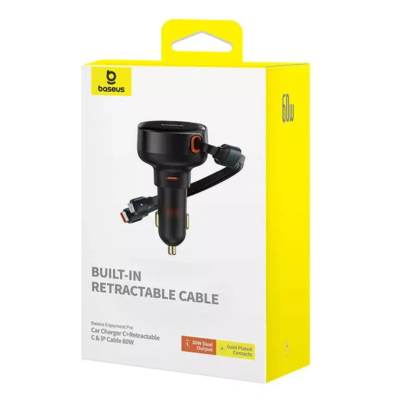 Ładowarka samochodowa z kablem USB Baseus Enjoyment Pro 60W