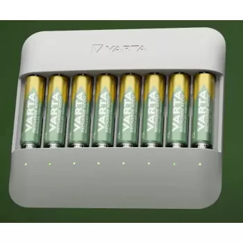 Ładowarka do akumulatorów Varta Eco Charger Multi — USB, NiMH AA/AAA, ładuje do 8 akumulatorów (2100 mAh, 1 h), szary