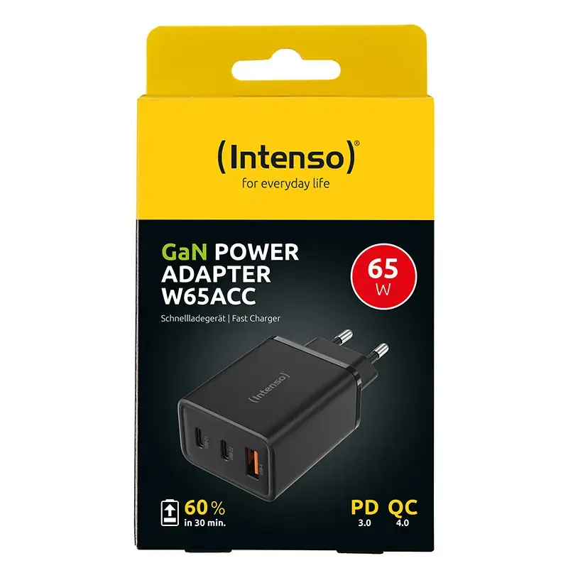 Zasilacz Intenso W65ACC porty USB-A i USB-C czarny