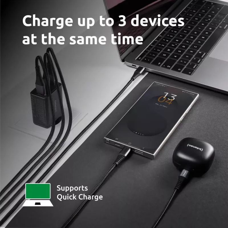Zasilacz Intenso W65ACC porty USB-A i USB-C czarny