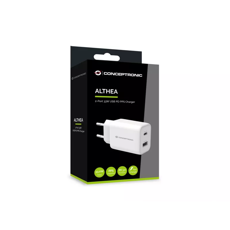 Ładowarka Conceptronic ALTHEA 2-portowa 33 W USB PD PPS, QC 3.0
