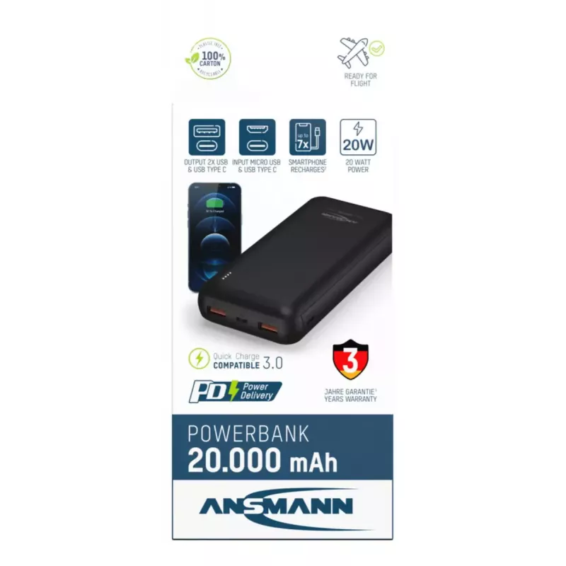 Przenośny akumulator Ansmann PB320PD 20000 mAh