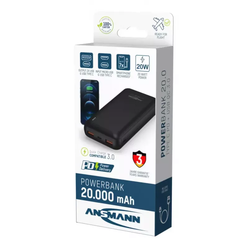 Przenośny akumulator Ansmann PB320PD 20000 mAh
