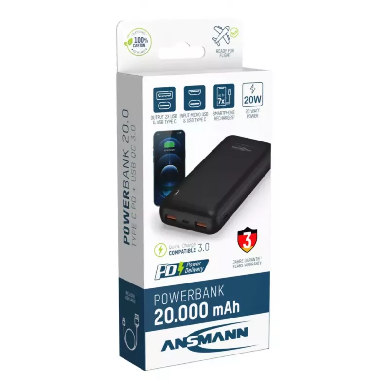 Przenośny akumulator Ansmann PB320PD 20000 mAh