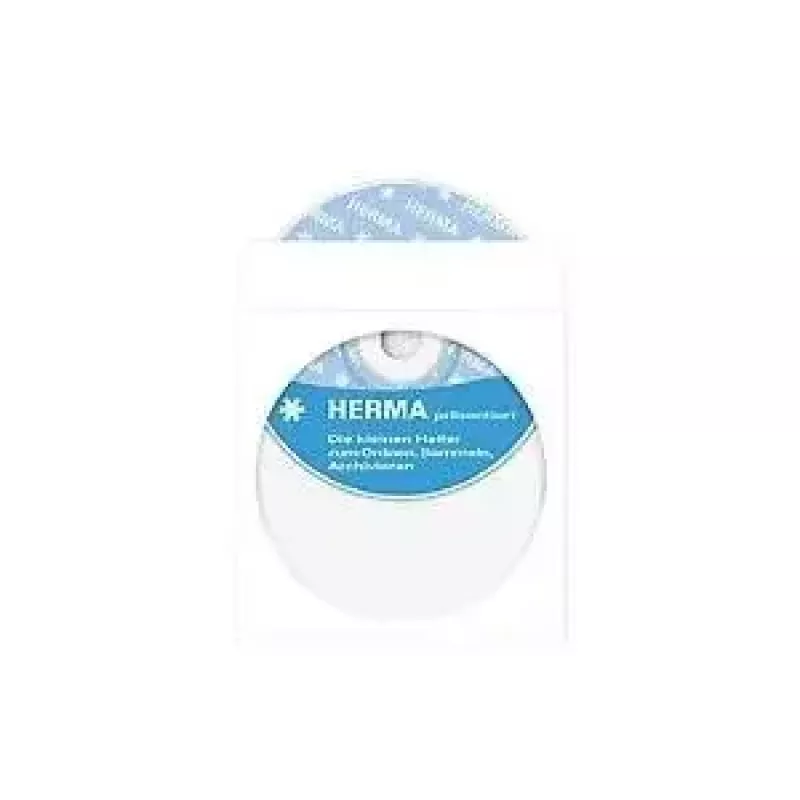 Etui koperata HERMA kieszenie na CD/DVD z papieru białe z kropkim samoprzylepnym 100 szt.