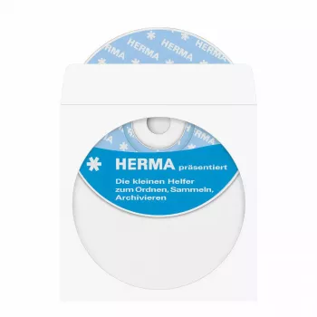 Etui koperata HERMA kieszenie na CD/DVD z papieru białe z kropkim samoprzylepnym 100 szt.