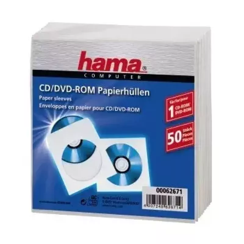 Hama Papierowe Koperty na CD-ROM 50, Białe 50 płyt
