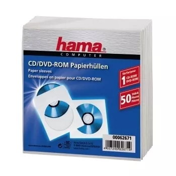Hama Papierowe Koperty na CD-ROM 50, Białe 50 płyt