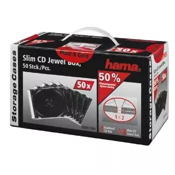 CD cienki Jewel Case Hama 51269 opakowanie 50 szt. 1 płyta przezroczyste