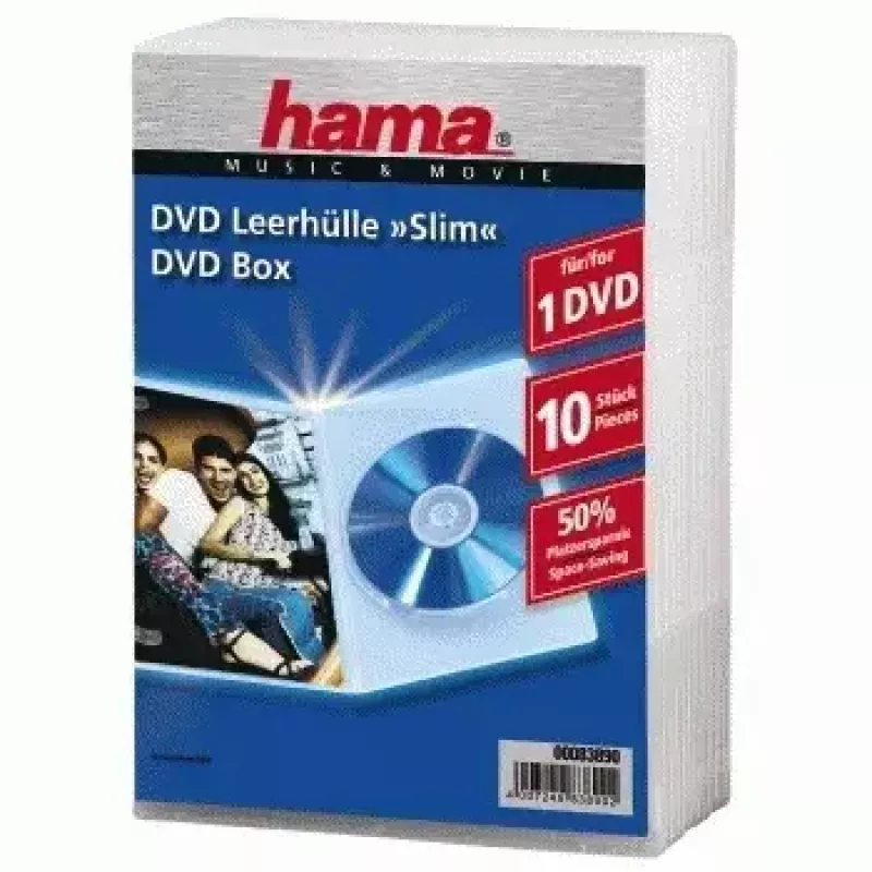 Hama DVD Jewel Case, cienki 10, transparent 10 dysków