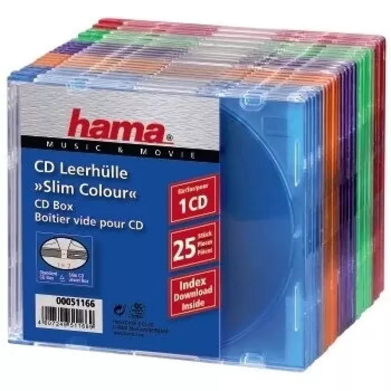 Hama CD cienki Box Pack of 25, Coloured 1 discs Multicolour