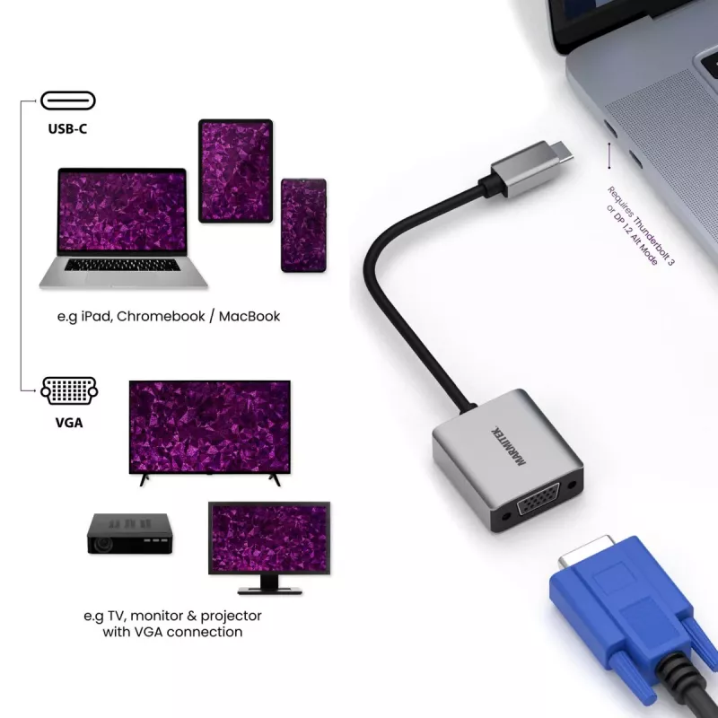 Marmitek Connect USB C to VGA – Adapter USB-C na VGA