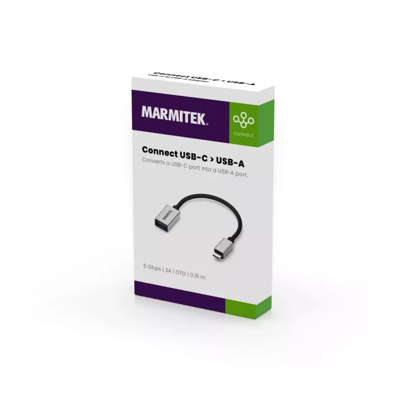 Kabel USB Marmitek 08375 0,15 m USB 3.2 Gen 1 USB C USB A Czarny Srebrny
