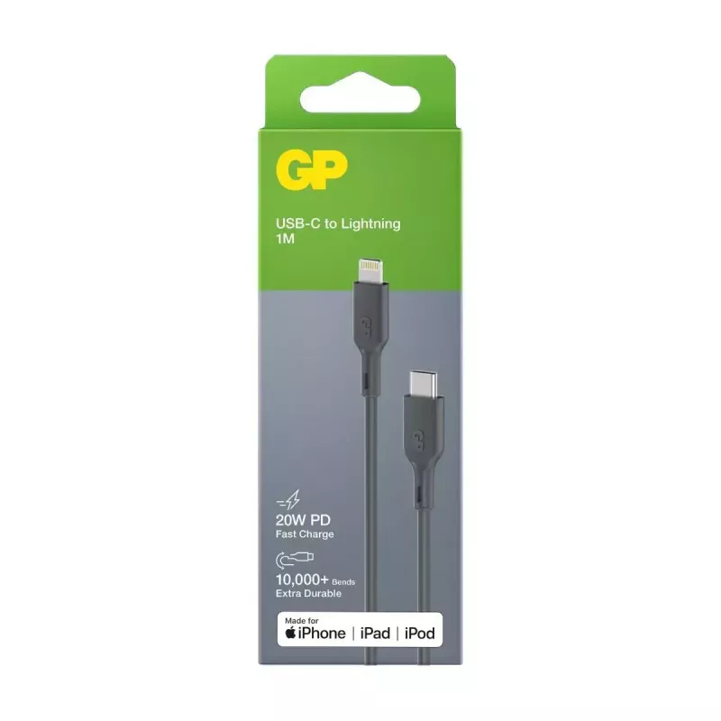 Kabel GP baterie CL1P 1m Szary Lightning USB C