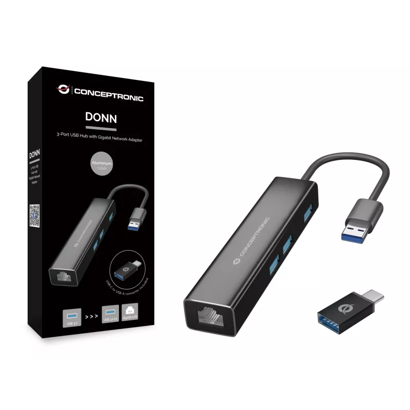 Conceptronic DONN07BA USB 3.2 Gen 1 (3.1 Gen 1) Type-A Czarny