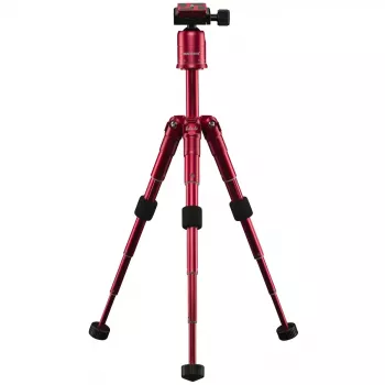 Tripod Mantona 21183 dla aparatów cyfrowych i analogowych, czerwony