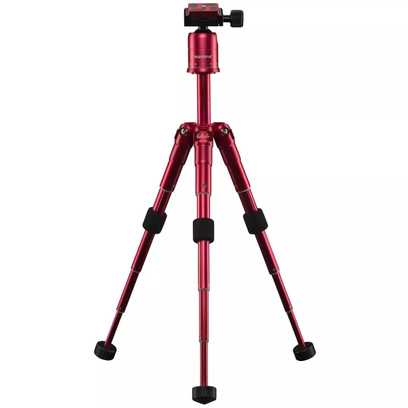 Tripod Mantona 21183 dla aparatów cyfrowych i analogowych, czerwony