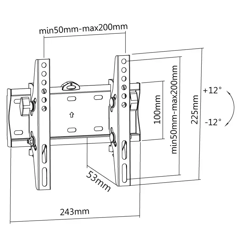 Uchwyt ścienny Reflecta PLANO cienki 42-2020T Czarny Maks. 30 kg 42 cale