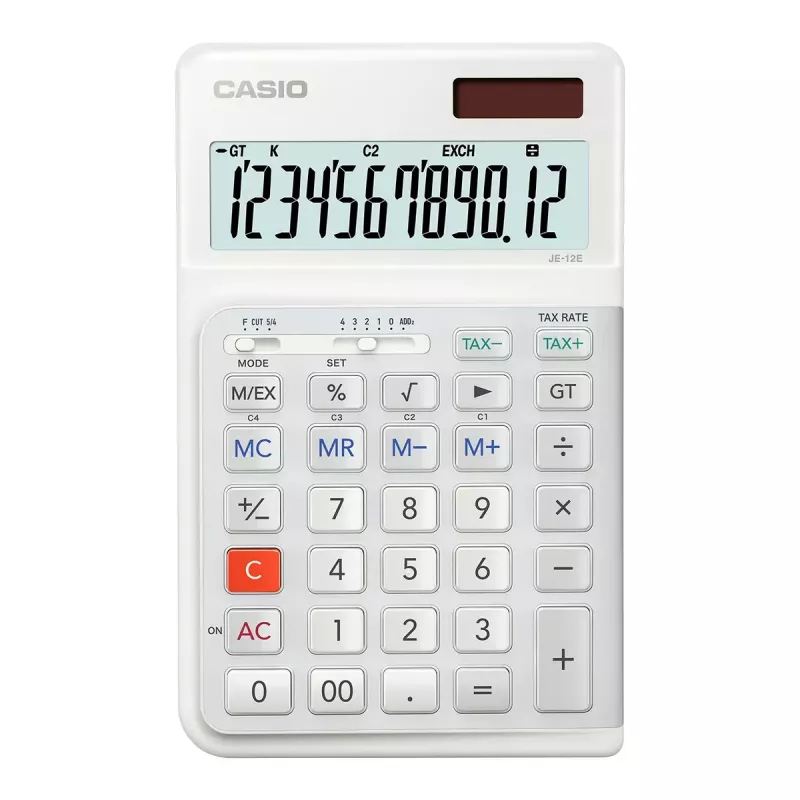 Kalkulator podstawowy Casio JE-12E-WE biurkowy 12 cyfr biały