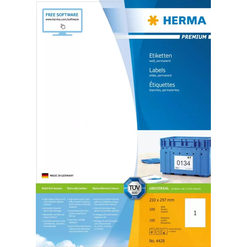 Samoprzylepna etykieta do drukarki HERMA Labels Premium A4 210x297 mm