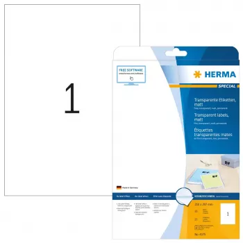 Samoprzylepna etykieta do drukarek HERMA Labels przezroczysta matowa A4 210x297 mm folia