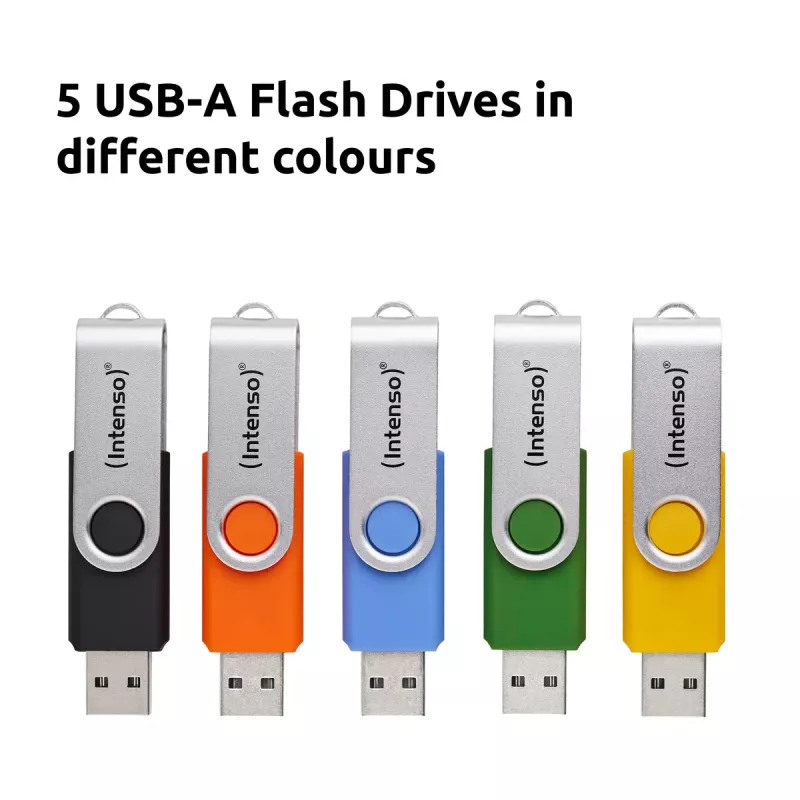 INTENSO Office Line USB flash drive multipack 5×64 GB, USB-A, USB 3.2 Gen 1, obrotowy, wielokolorowy