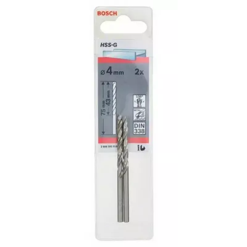 Wiertło kręte Bosch Wiertło do metalu HSS-G DIN 338 4 mm 2 szt.