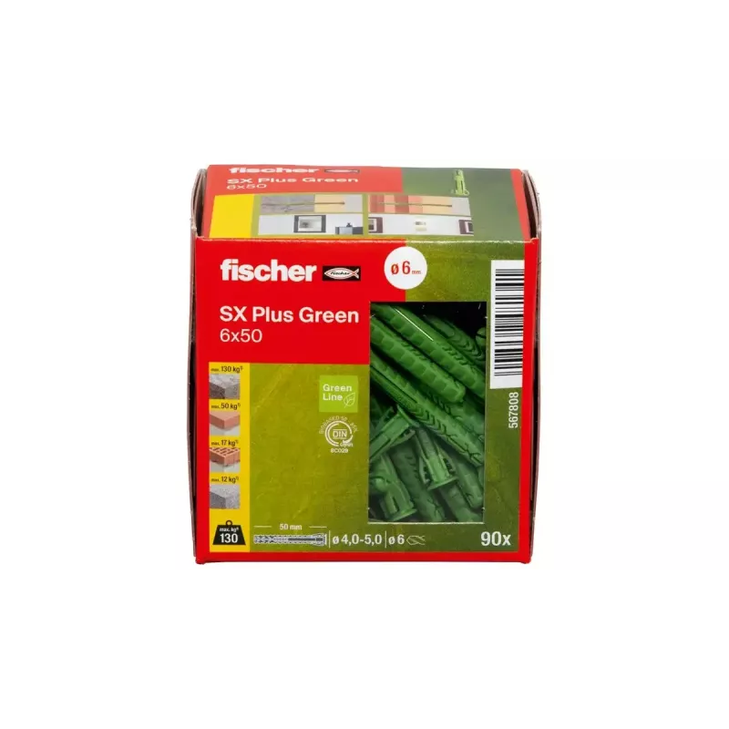 Kołek rozporowy Fischer 567808 50 mm 90 szt. Zielony