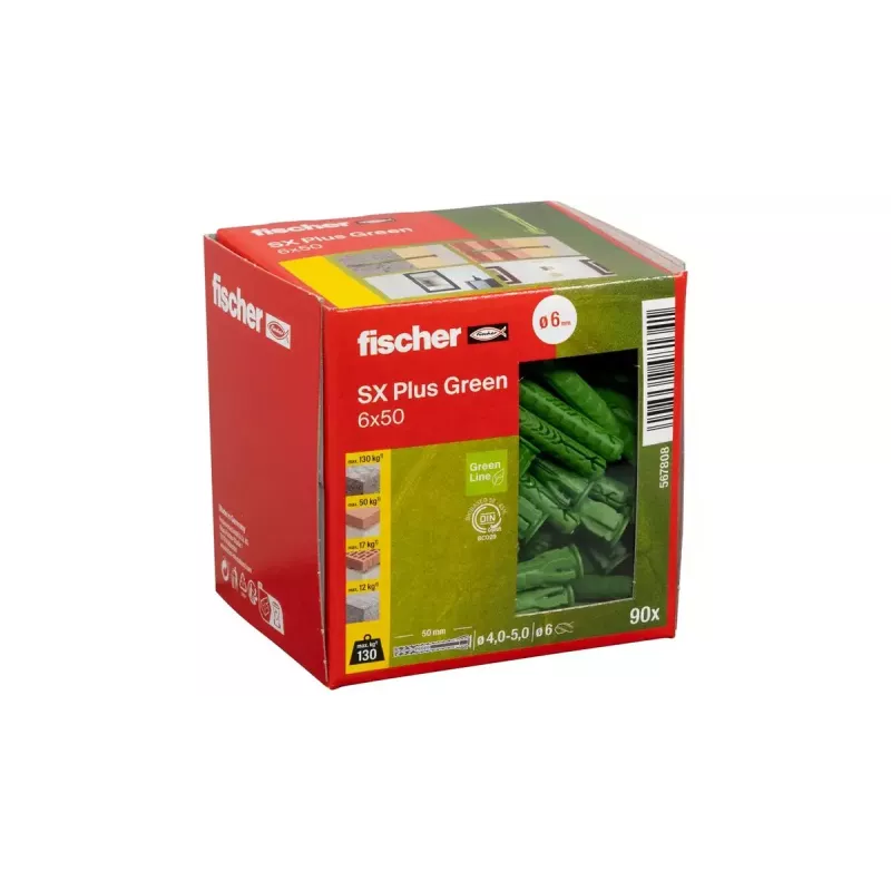 Kołek rozporowy Fischer 567808 50 mm 90 szt. Zielony