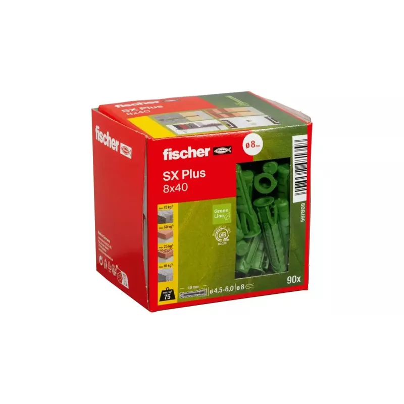 Kołek rozporowy Fischer 567809 40 mm 8 mm Zielony 90 szt.