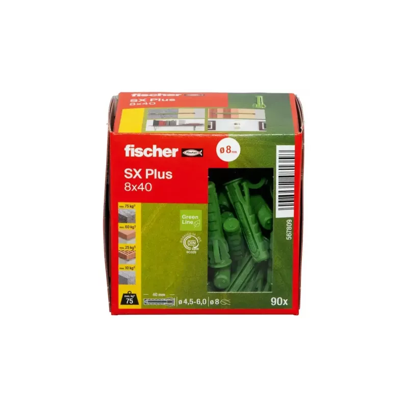 Kołek rozporowy Fischer 567809 40 mm 8 mm Zielony 90 szt.