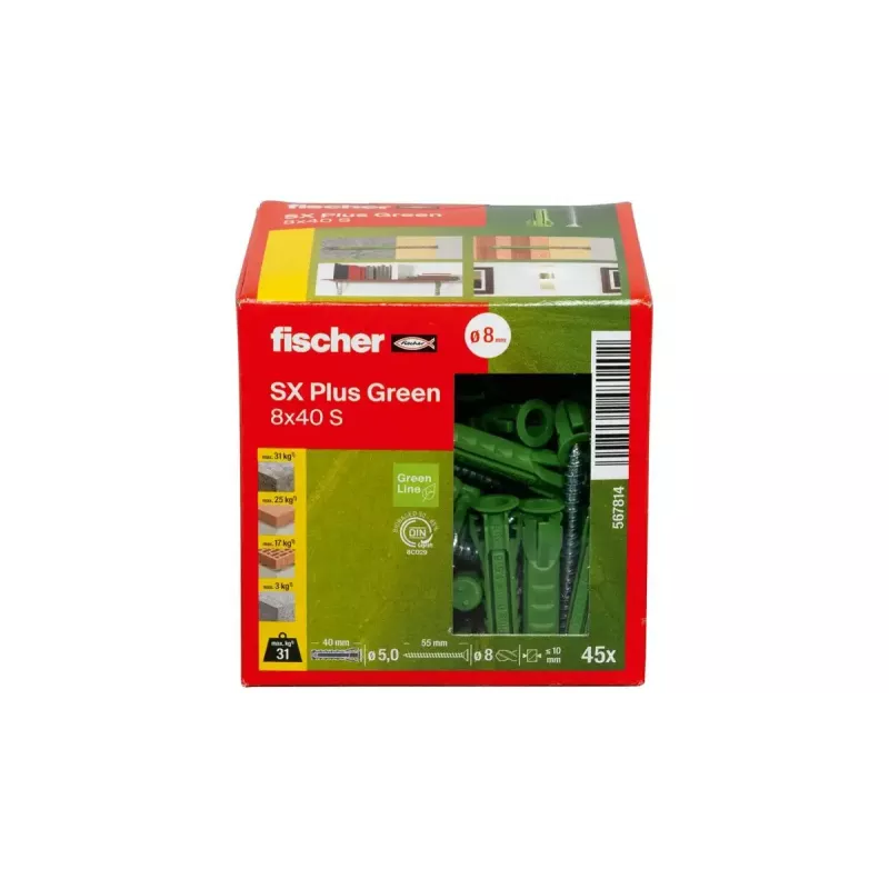 Zestaw wkrętów i kołków Fischer 567814 45 szt. średnica 8 mm długość 40 mm