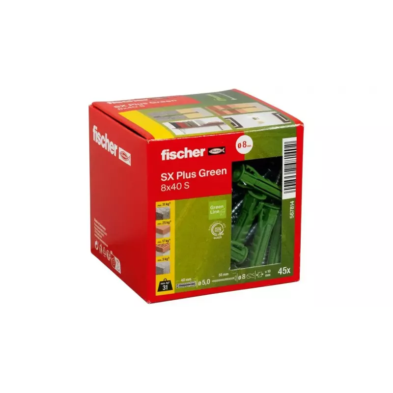 Zestaw wkrętów i kołków Fischer 567814 45 szt. średnica 8 mm długość 40 mm