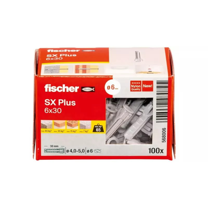 Kołek rozporowy Fischer 568006 30 mm Nylon 6 mm 100 szt.