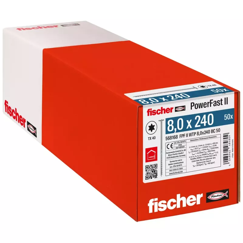Wkręt Fischer PowerFast II 8,0x240 TK TX TG blvz 50