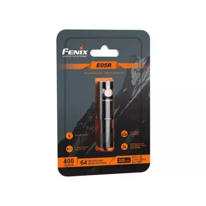 Latarka ręczna Fenix E05R Czarna Latarka ręczna LED Duraluminium IP68 30h