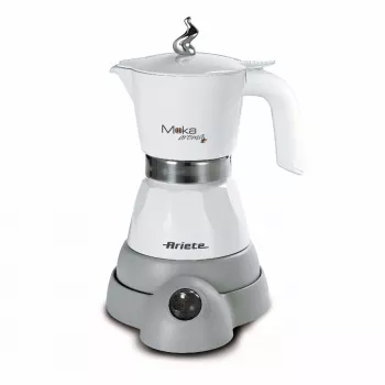 Ariete 1358 Moka Aroma - Elektryczny ekspres moka na 2/4 filiżanki - Bezprzewodowa podstawa - Automatyczne wyłączanie - Utrzymanie temperatury przez 30 min - 400 W - Biały