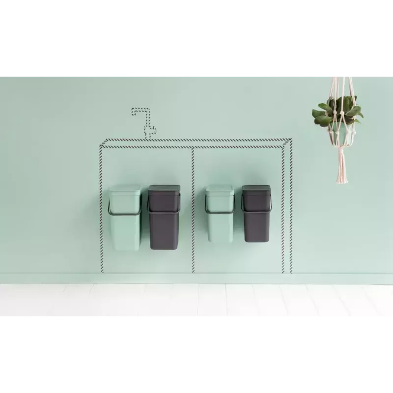 Brabantia Sort & Go Prostokątny Plastikowy Zielony Szary Szerokość 520 mm Głębokość 370 mm Wysokość 430 mm