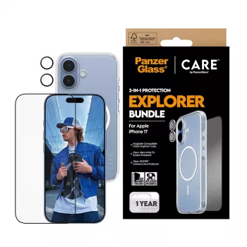 PanzerGlass CARE 3-w-1 Flagship Explorer Bundle iPhone 17 Odporny na zarysowania i wstrząsy