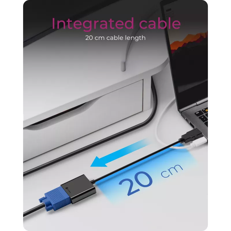 Adapter HDMI na VGA IcyBox IB-AC502a — HDMI A (męski) na VGA (żeński)