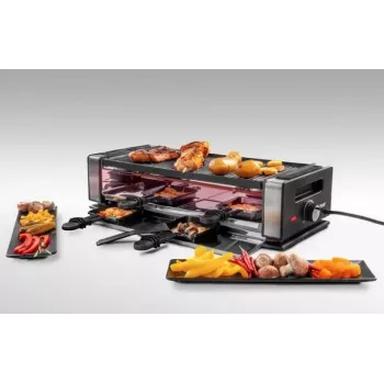 Grill Raclette Unold Delice Basic 1200 W 8 Osób Czarny Stal Nierdzewna