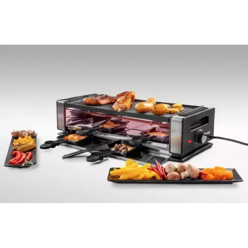 Grill Raclette Unold Delice Basic 1200 W 8 Osób Czarny Stal Nierdzewna